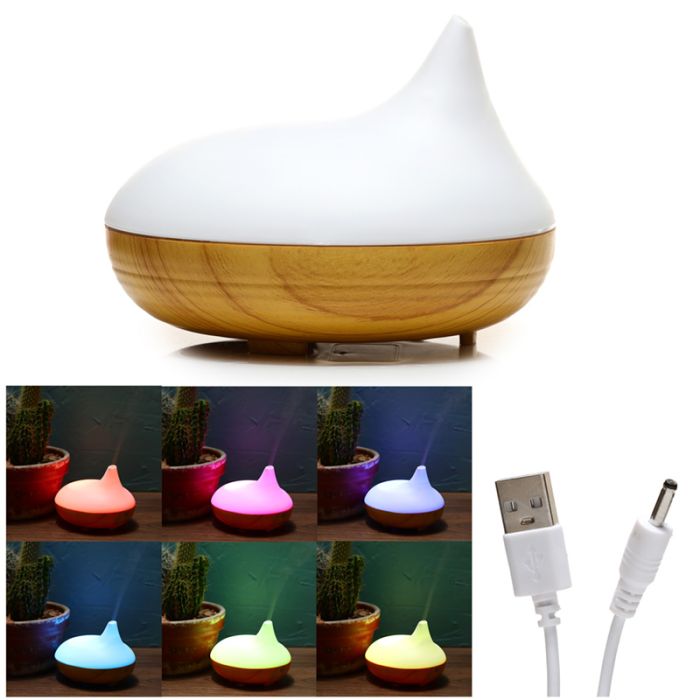 Diffusore di Aromi USB con LED Multicolore - Decentrato - Base ad Effetto Legno