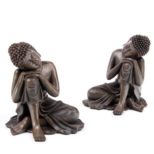 Buddha Thailandese Effetto Legno, Testa sulle Ginocchia
