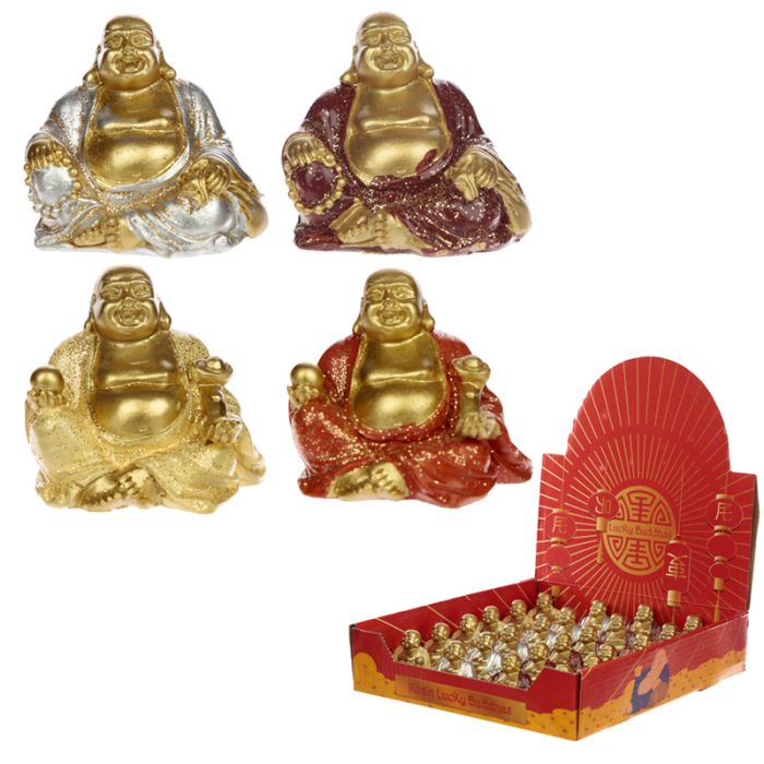 Mini Buddha Portafortuna Brillantinati con Espositore