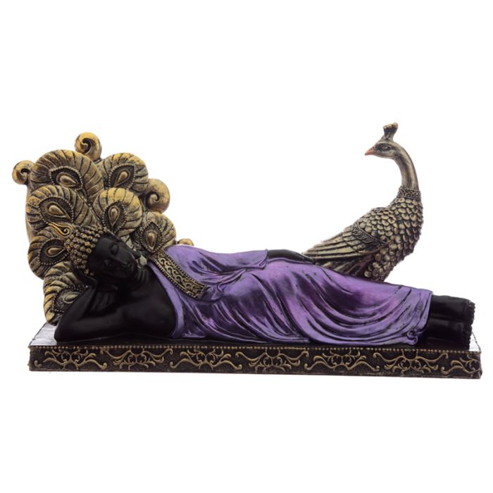 Buddha Thailandese - Viola e Nero - Buddha con Pavone