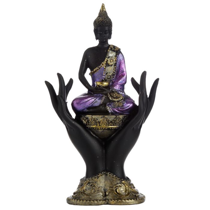 Buddha Thailandese su due Mani - Oro e Viola