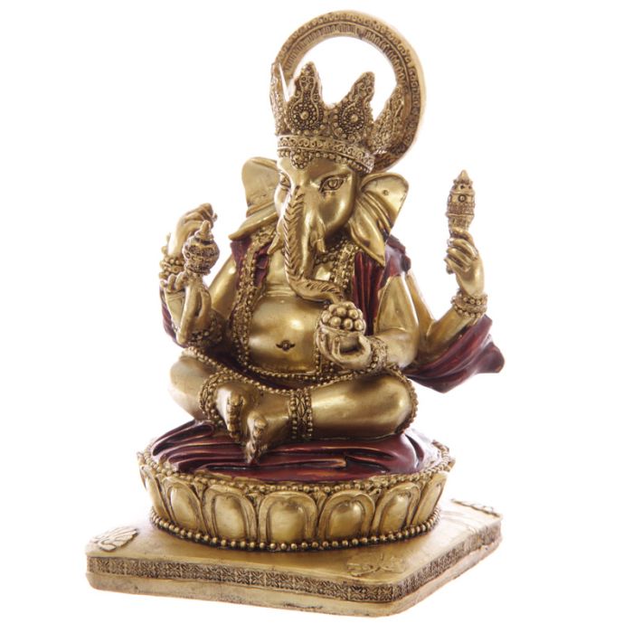Miniatura in resina - Ganesh Oro e Rosso - 14cm