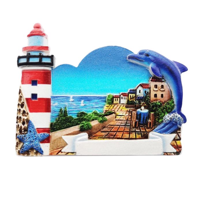 Magnete Stampato in 3D - Lungomare - Faro e Delfino