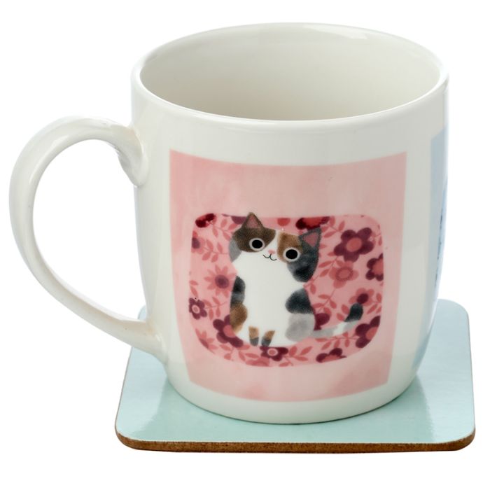 Set Tazza in Porcellana e Sottobicchiere - Planet Cat - Angie Rozelaar