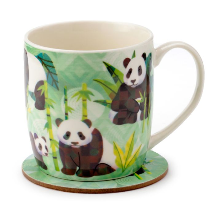 Set Tazza in Porcellana e Sottobicchiere - Panda - Animal Kingdom