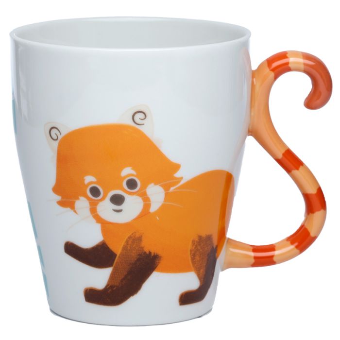 Tazza in Porcellana con Manico Sagomato - Panda Rosso