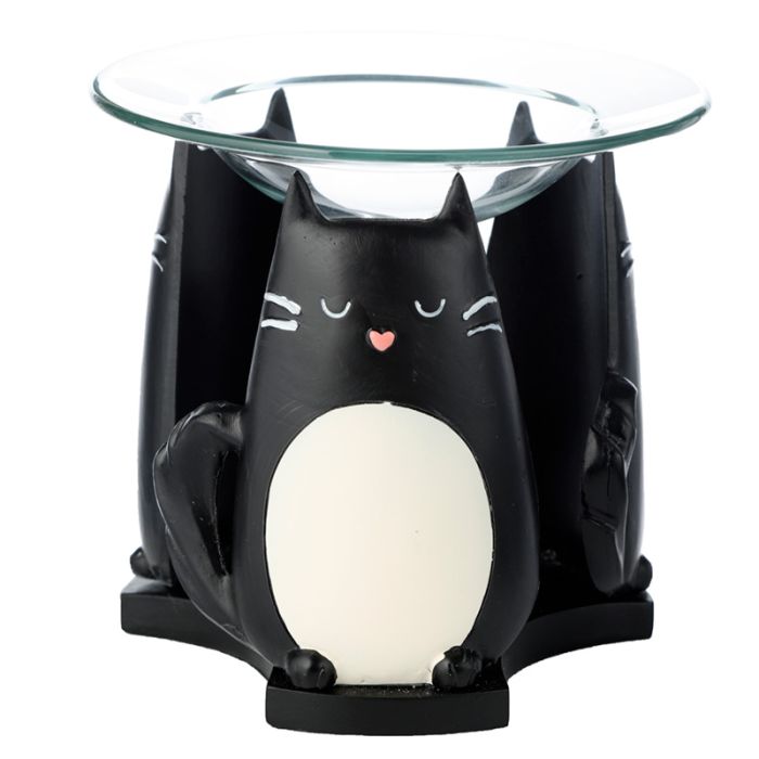 Brucia Essenze per Cera in Resina - Gatti - Feline Fine - Piattino in Vetro