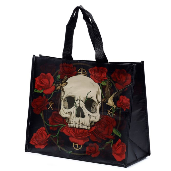 Borsa Shopper in RPET - Rose e Teschi