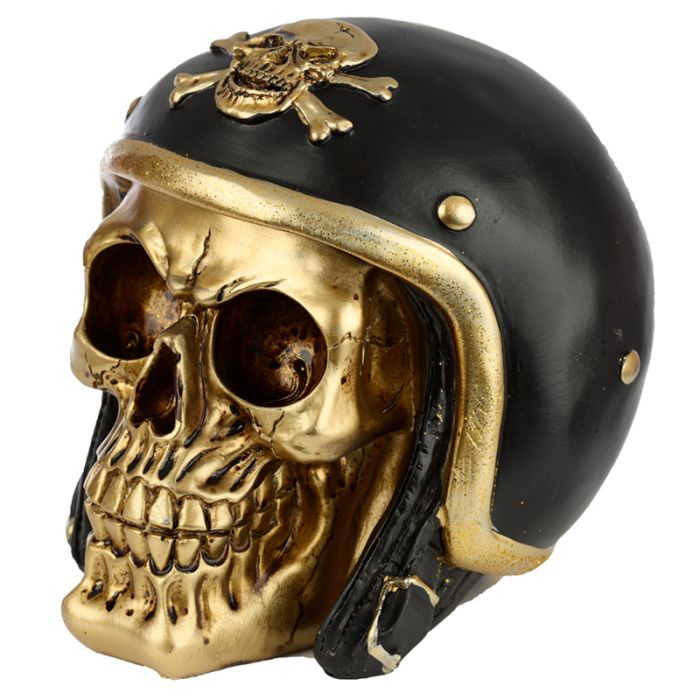 Teschio Decorativo - Casco da Motociclista - Oro