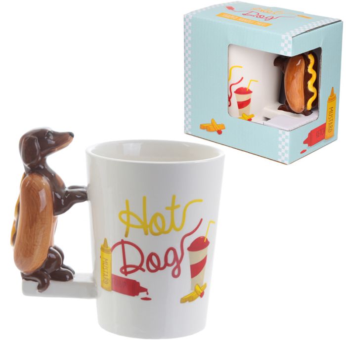 Tazza in Ceramica con Manico a Forma di Bassotto HOT DOG