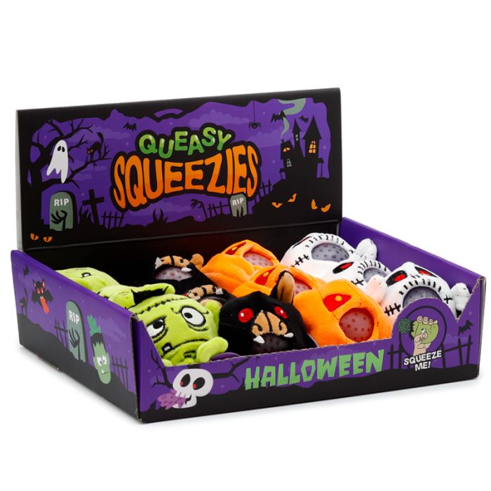 Antistress di Peluche - Zombie, Zucca, Fantasma e Pipistrello - Queasy Squeezies