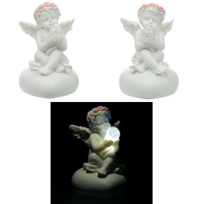 Cherubino con Corona di Rose e Sfera con LED Cherubino con Corona di Rose e Sfera con LED