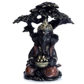Ganesh Seduto sotto Albero - Oro e Nero Ganesh Seduto sotto Albero - Oro e Nero