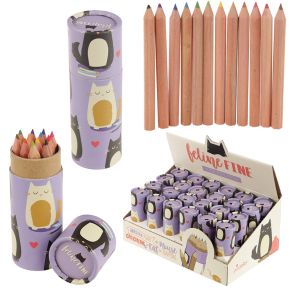 Tubo con Matite Colorate - 12 pezzi - Gatti - Feline Fine Tubo con Matite Colorate - 12 pezzi - Gatti - Feline Fine