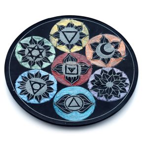 Brucia Incenso in Pietra Ollare - 7 Chakra - Rotondo Brucia Incenso in Pietra Ollare - 7 Chakra - Rotondo