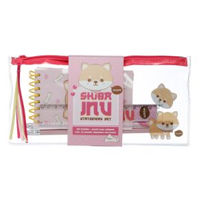 Set per la Scuola (7 pezzi) con Astuccio - Cane Shiba Inu - Animali Dolci Set per la Scuola (7 pezzi) con Astuccio - Cane Shiba Inu - Animali Dolci